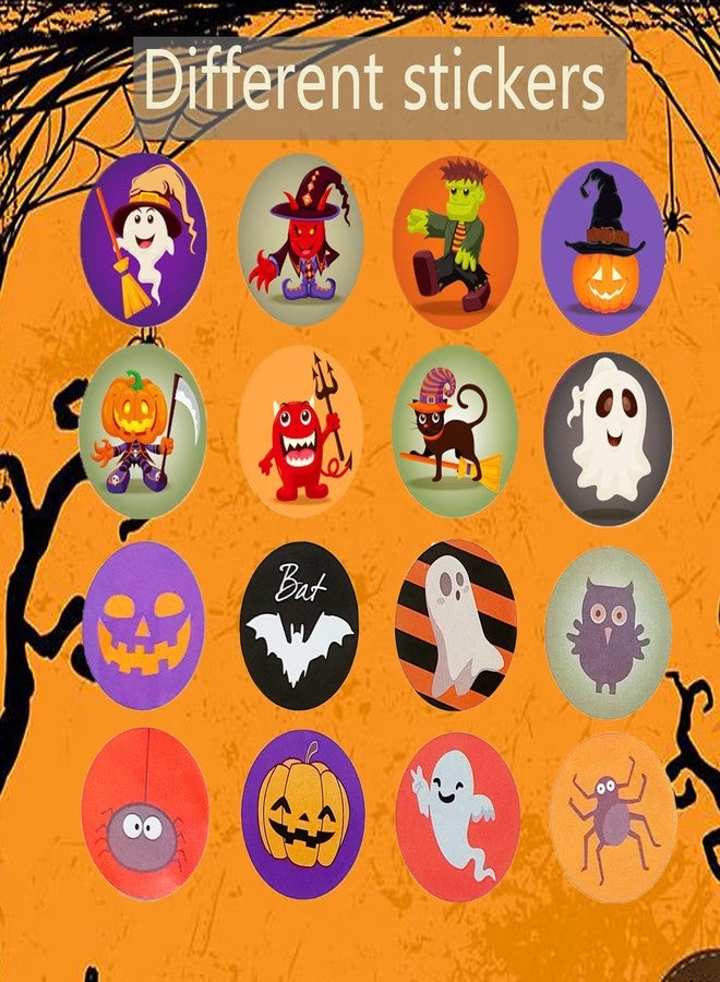 Ccswybf 1000 PCS Halloween Stickers, Round Halloween Stickers for Kids Self Adhesive Sticker Roll Labels with Pumpkin, Bat, and Spider, Kid's Stickers Decals for Halloween Praty Decorations - Image 3